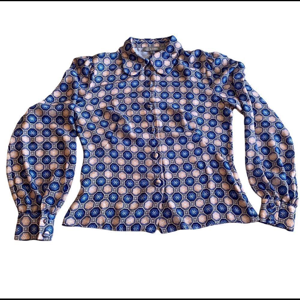 EUC Love blue and brown blouse